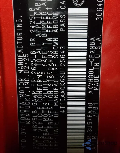 2025 Toyota Camry Xse from USA, damaged, VIN 4T1DAACK6SU125643